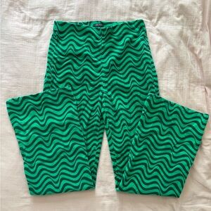 Green Flare Leg Pants